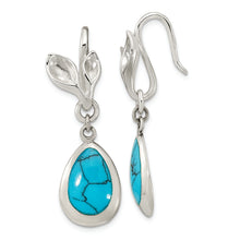 Load image into Gallery viewer, Sterling Silver Polished Reconstituted Turquoise Teardrop Earrings
