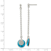 Load image into Gallery viewer, Sterling Silver Polished Reconstituted Turquoise Chain Dangle Post Earrings
