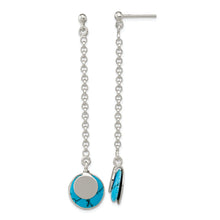 Load image into Gallery viewer, Sterling Silver Polished Reconstituted Turquoise Chain Dangle Post Earrings
