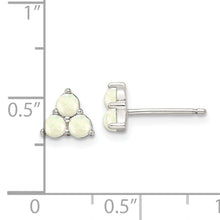 Load image into Gallery viewer, Sterling Silver Polished Triple White Created Opal Cluster Post Earrings
