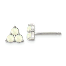 Load image into Gallery viewer, Sterling Silver Polished Triple White Created Opal Cluster Post Earrings
