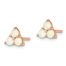 Load image into Gallery viewer, Sterling Silver Rose-tone Triple White Created Opal Cluster Post Earrings
