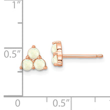 Load image into Gallery viewer, Sterling Silver Rose-tone Triple White Created Opal Cluster Post Earrings
