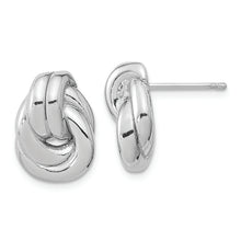 Load image into Gallery viewer, Sterling Silver Rhodium-plated Love Knot Hollow Post Earrings
