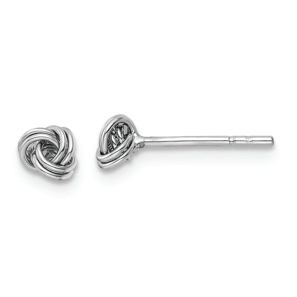 Sterling Silver Rhodium-plated Post Love Knot Earrings