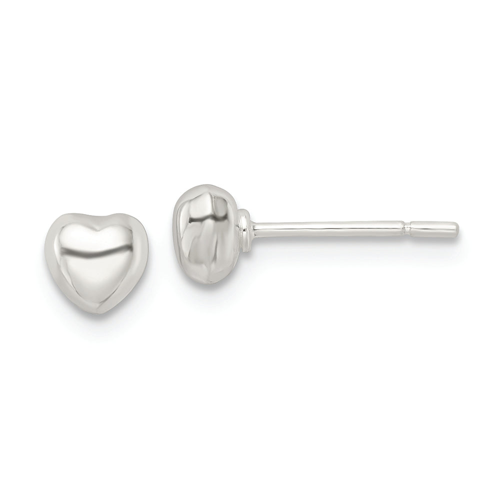 Sterling Silver Polished Puffed Heart Post Earrings