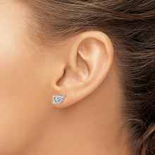 Load image into Gallery viewer, Sterling Silver Rhodium-plated CZ Double Heart and Arrow Post Earrings

