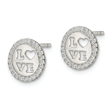 Load image into Gallery viewer, Sterling Silver Polished CZ Love Post Earrings
