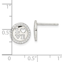 Load image into Gallery viewer, Sterling Silver Polished CZ Love Post Earrings
