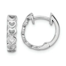 Load image into Gallery viewer, Sterling Silver RH Matt &amp; Polished Finish Heart Hoop Earrings
