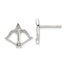 Load image into Gallery viewer, Sterling Silver CZ Bow &amp; Arrow Post Earrings

