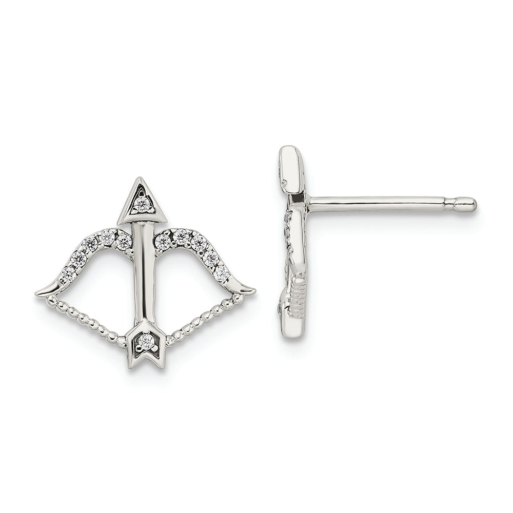 Sterling Silver CZ Bow & Arrow Post Earrings