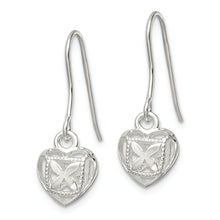 Load image into Gallery viewer, Sterling Silver Polished Hollow Heart Dangle Earrings
