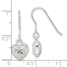 Load image into Gallery viewer, Sterling Silver Polished Hollow Heart Dangle Earrings
