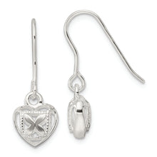 Load image into Gallery viewer, Sterling Silver Polished Hollow Heart Dangle Earrings
