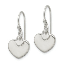 Load image into Gallery viewer, Sterling Silver Polished Hearts Dangle Earrings
