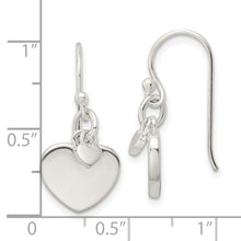Load image into Gallery viewer, Sterling Silver Polished Hearts Dangle Earrings
