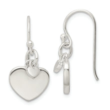 Load image into Gallery viewer, Sterling Silver Polished Hearts Dangle Earrings
