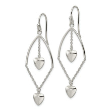 Load image into Gallery viewer, Sterling Silver Polished Dangle Hearts Dangle Earrings
