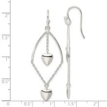 Load image into Gallery viewer, Sterling Silver Polished Dangle Hearts Dangle Earrings
