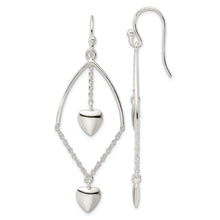 Load image into Gallery viewer, Sterling Silver Polished Dangle Hearts Dangle Earrings
