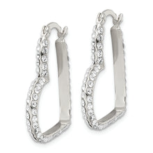 Load image into Gallery viewer, Sterling Silver CZ Heart Hoop Earrings
