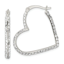 Load image into Gallery viewer, Sterling Silver CZ Heart Hoop Earrings
