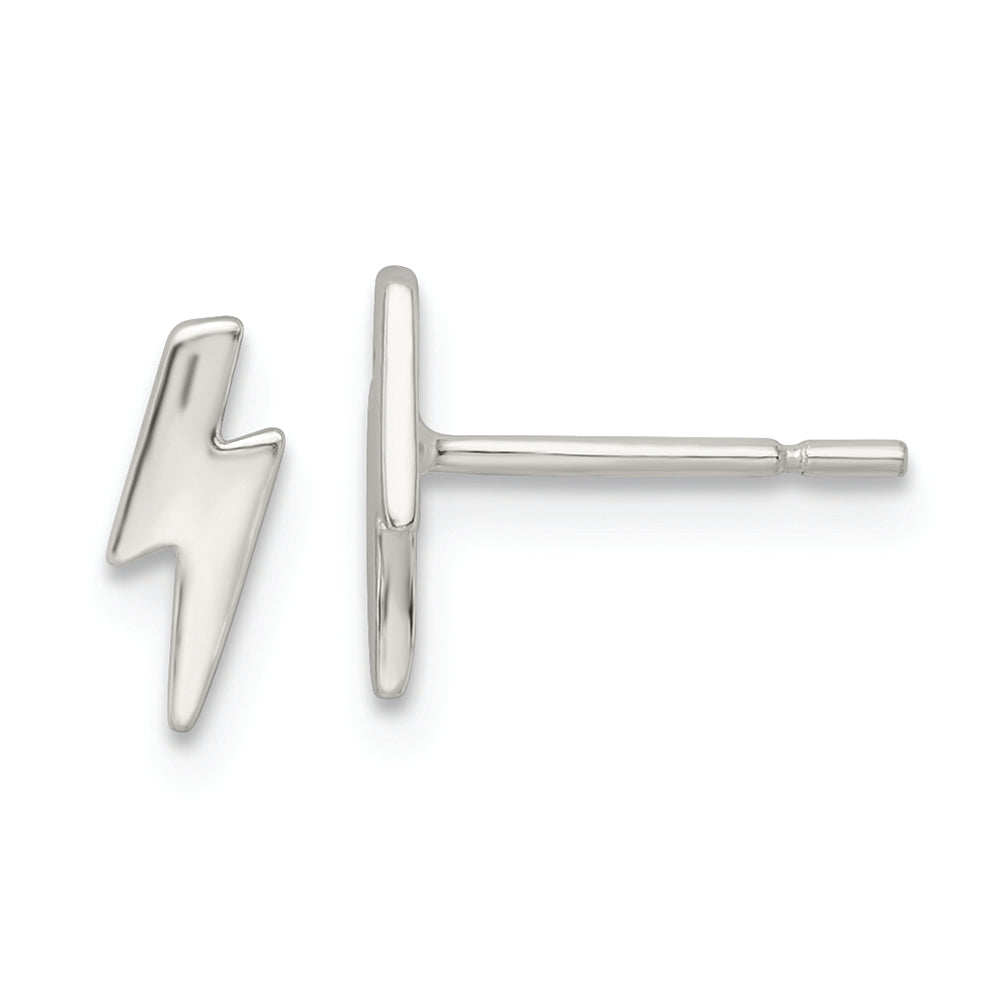Sterling Silver Polished Tiny Lightning Post Earrings