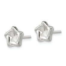 Load image into Gallery viewer, Sterling Silver Polished Wavy Puffed Star Post Earrings
