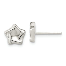 Load image into Gallery viewer, Sterling Silver Polished Wavy Puffed Star Post Earrings
