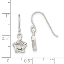 Load image into Gallery viewer, Sterling Silver Polished Star Dangle Shephard Hook Earrings
