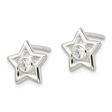 Load image into Gallery viewer, Sterling Silver Polished CZ Star Post Earrings
