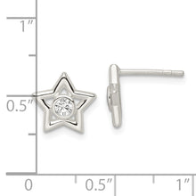 Load image into Gallery viewer, Sterling Silver Polished CZ Star Post Earrings
