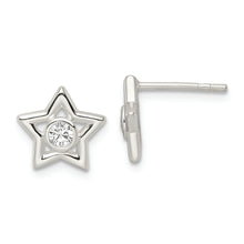 Load image into Gallery viewer, Sterling Silver Polished CZ Star Post Earrings
