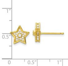 Load image into Gallery viewer, Sterling Silver Polished Gold-tone CZ Star Post Earrings
