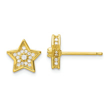 Load image into Gallery viewer, Sterling Silver Polished Gold-tone CZ Star Post Earrings
