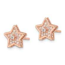 Load image into Gallery viewer, Sterling Silver Polished Rose-tone CZ Star Post Earrings
