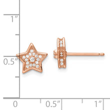 Load image into Gallery viewer, Sterling Silver Polished Rose-tone CZ Star Post Earrings
