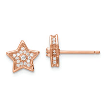 Load image into Gallery viewer, Sterling Silver Polished Rose-tone CZ Star Post Earrings
