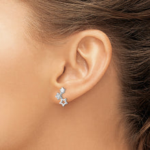 Load image into Gallery viewer, Sterling Silver Rhodium-plated Polished CZ Star Post Earrings
