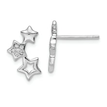 Load image into Gallery viewer, Sterling Silver Rhodium-plated Polished CZ Star Post Earrings
