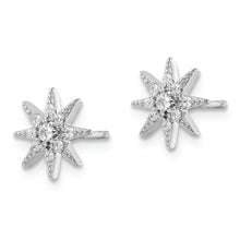 Load image into Gallery viewer, Sterling Silver Rhodium-plated Polished CZ Star Post Earrings
