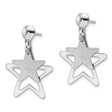Load image into Gallery viewer, Sterling Silver Rhodium-plated Satin Star in Star Dangle Post Earrings
