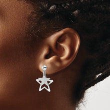 Load image into Gallery viewer, Sterling Silver Rhodium-plated Satin Star in Star Dangle Post Earrings
