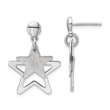 Load image into Gallery viewer, Sterling Silver Rhodium-plated Satin Star in Star Dangle Post Earrings
