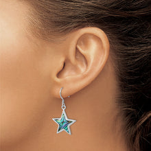 Load image into Gallery viewer, Sterling Silver Rhodium-plated Polished Abalone Star Dangle Earrings
