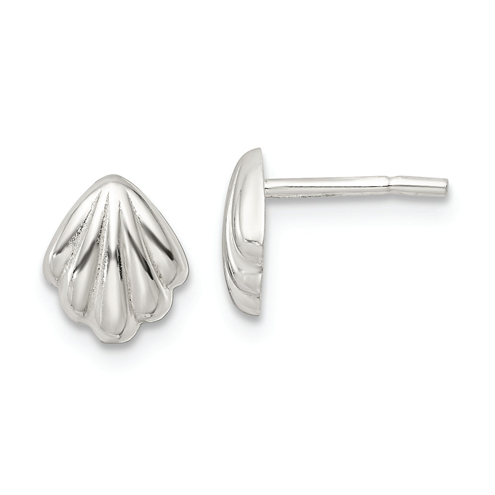 Sterling Silver Polished Shell Post Earrings