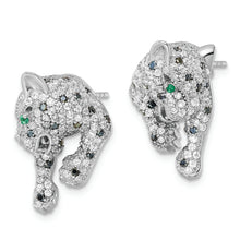 Load image into Gallery viewer, Sterling Silver Rhodium-plated Polished CZ Cheetah Post Earrings
