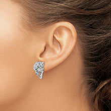 Load image into Gallery viewer, Sterling Silver Rhodium-plated Polished CZ Cheetah Post Earrings
