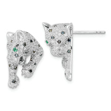 Load image into Gallery viewer, Sterling Silver Rhodium-plated Polished CZ Cheetah Post Earrings
